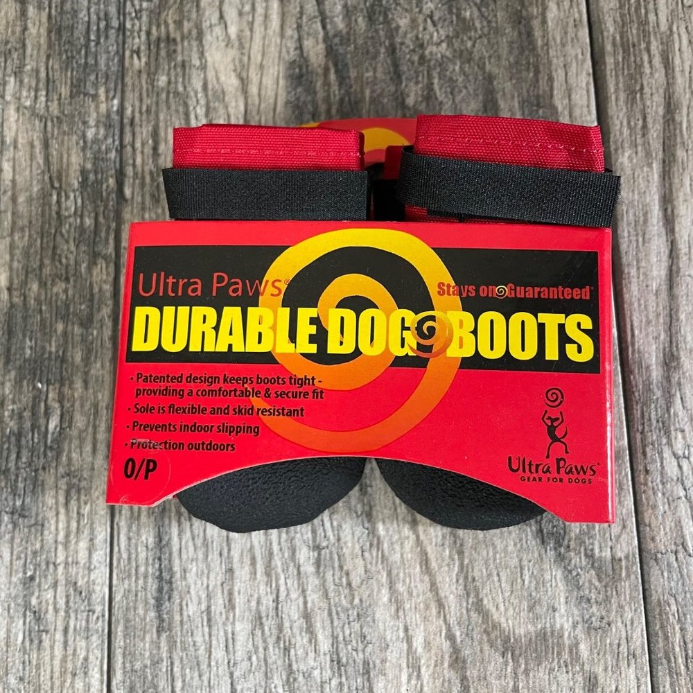 New Ultra Paws Rugged Dog Black Red Boots Dog Pets Size 0 Petite 1.25 inches